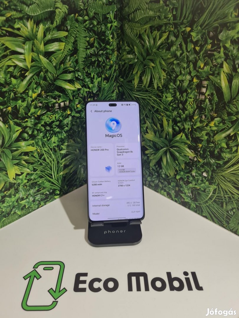 Honor 200 Pro Kártyafüggetlen 512 GB, 12 hó garancia