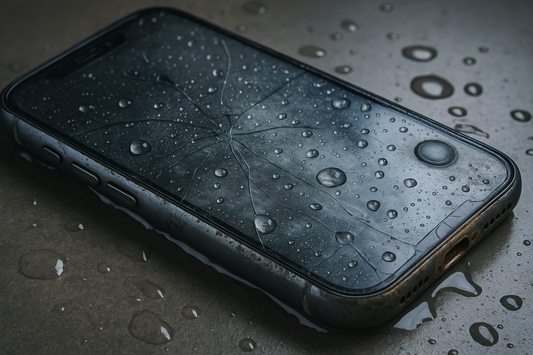 create a picture of a water damaged phone